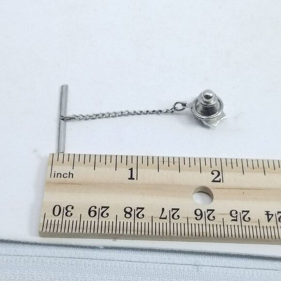Vintage Set of 2 Silver Tone Tie Tack Pins, Swank, Square Shape, Estate - Picture 8 of 9